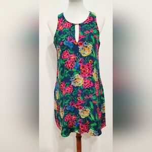 LAVENDER BROWN SILK FLORAL DRESS